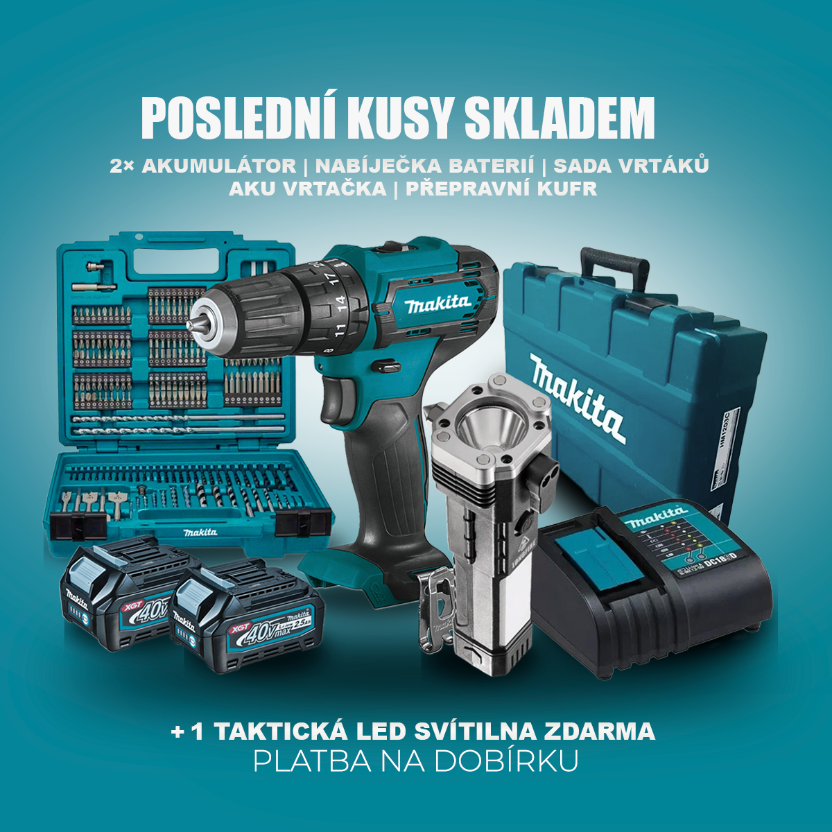 Rázový utahovák 18V LXT – kompletní sada 30+ dílů